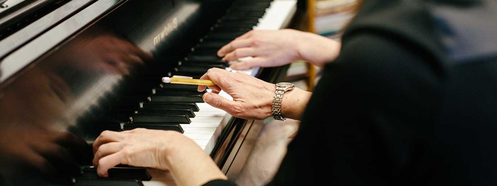 students playing recorders in music education course